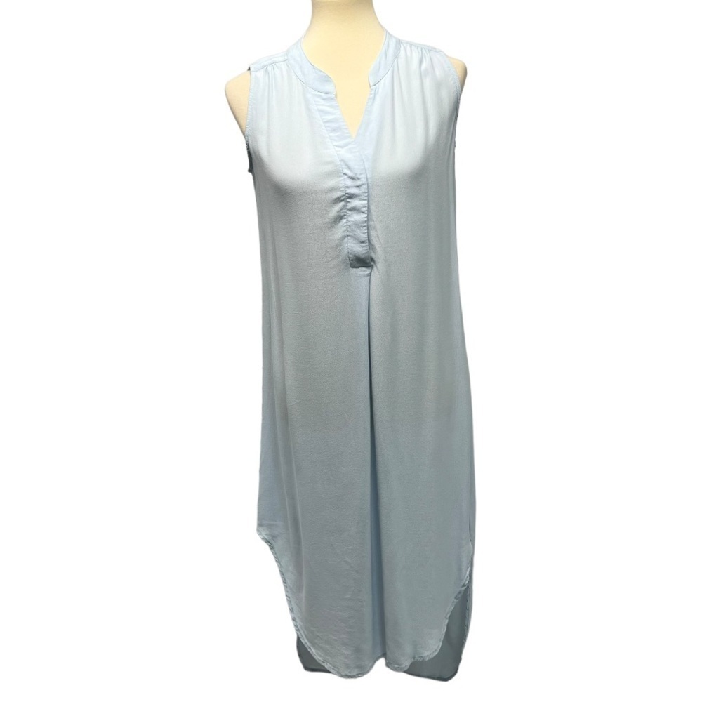 CAbi Light Blue High Low Sleeveless Shift Shirt Dress Womens Size Small - Picture 1 of 9